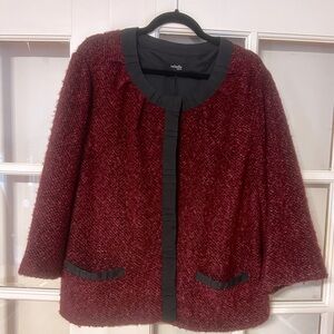 ❄️ 🇺🇸 EUC Burgundy and Black Snap Front Plus Size Blazer 22W